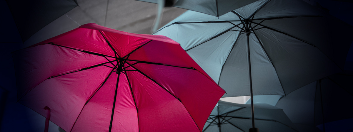 A group of umbrellas in a dark room. Discover the significance of branding throughout history. Contact Viabrand for more information.