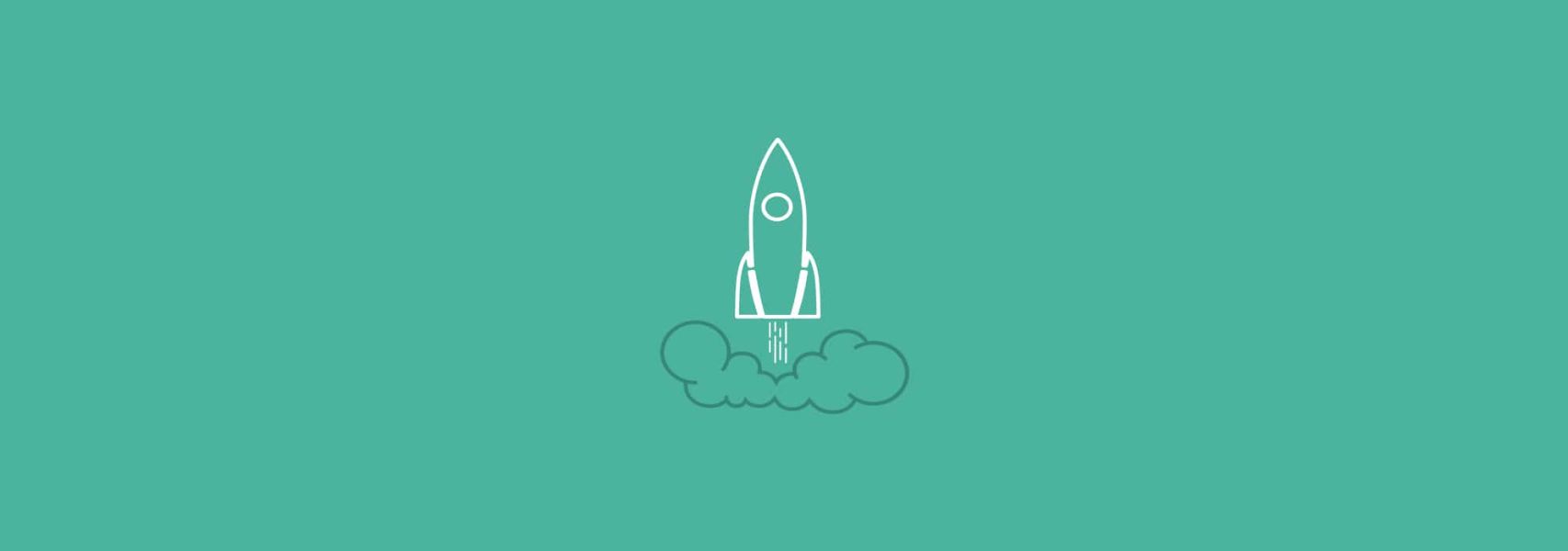 Rocket flying through the air on green background. Marketing teams can assist start-ups in preparing for pitching to and attracting investors.